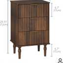 Veegle 3 Drawer Large Nightstand Dark Brown Bedside Table, 17.7 x 13.7 x 27.9 inches