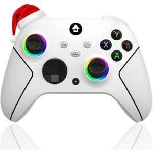 BETMI for Controller Wireless with 2.4GHz Adapter/Hall Effect Trigger & Joystick/Turbo/Macro/Mapping/Dual Vibration/RGB Light, Gamepad Compatible with PC (White)