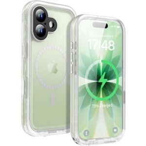 SPORTLINK Magnetic for iPhone 17 Case - IP68 Waterproof Full Body Heavy Duty Military Shockproof Dropproof 360 Sealed Rugged Cover for i Phone 17 6.3 Inch Frosted Clear Compatible with Magsafe