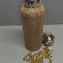 Diamond Water Bottle Bling Rhinestone Stainless Steel Thermal Bottle Refillable Insulated Glitter Water Jug with Chain for Women Girls Gifts(750 ml,Gold) (25.4 Ounces)