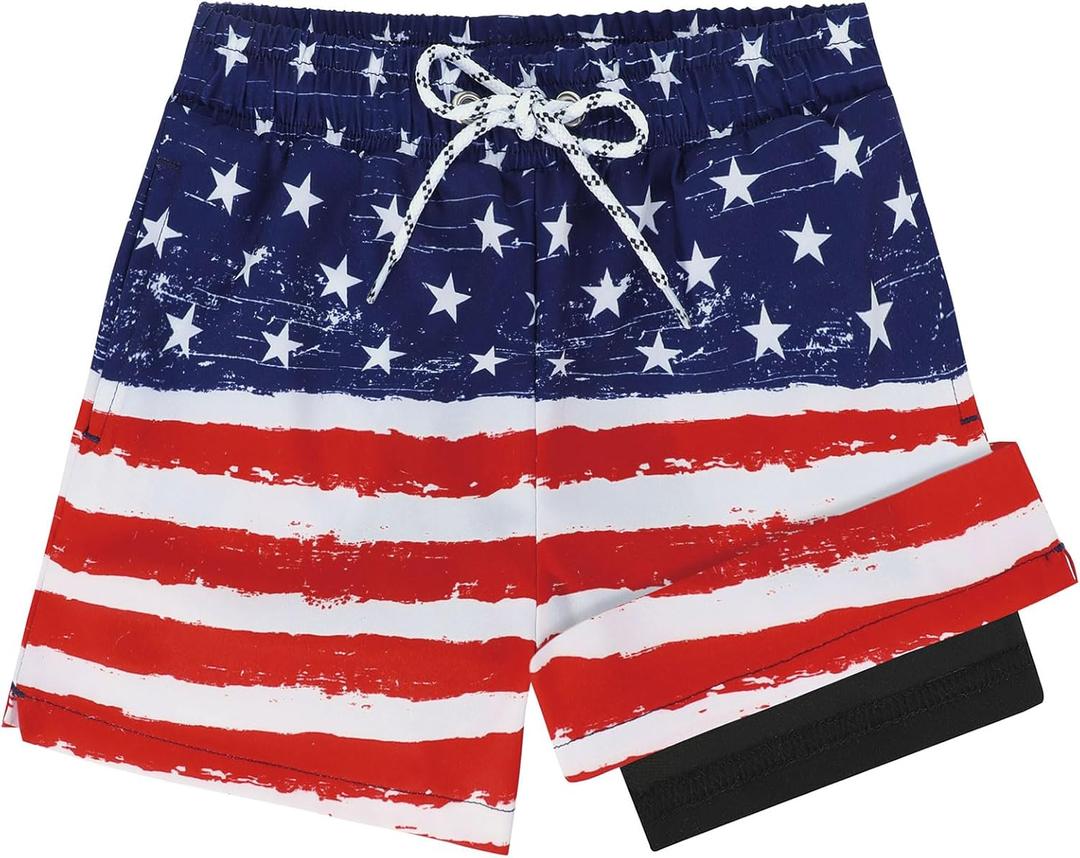 Komorebi Boys Swim Trunks with Compression Liner Swim Shorts Kids Quick Dry UPF 50+ Bathing Suit Boys' Swimwear 8-16T