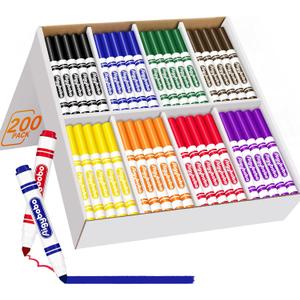 Aigybobo 200 Count Washable Markers Bulk, 8 Assorted Colors, Broad Line Conical Tip Coloring Marker for Kids, Markers Bulk Pack for Classroom, School Art Supplies & Back to School Supplies