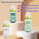 4 Pack Silicone Sleeves for Avent Natural Glass Baby Bottles, Anti Breakage Baby Bottle Holder, Compatible with Philips Avent Glass Natural Baby Bottle, BPA Free (Purple, 4 OZ)