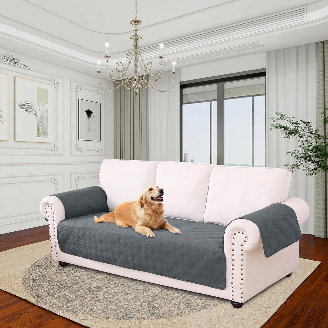 hyha Waterproof Dog Blanket, Reversible Pet Bed Blanket, Soft Sofa Couch Cover for Dogs Washable, Waterproof Pet Couch Covers for Sofa Puppy Cats Furniture Protector(22"D x 67.3"W x 13"H, Dark Grey)