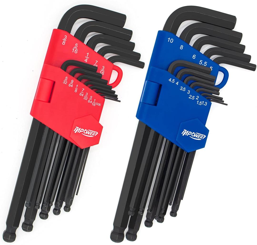Allen Wrenches Set, 26pcs SAE and Metric Allen Key Set, Long Arm Ball End Hex Key Set Tools for Hex Head Socket Screws - 2 Sets