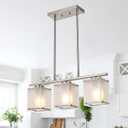 Kitchen Island Lighting, 3-Light Dining Room Light Fixture with Frosted Glass Shade Linear Chandelier Pendant Lighting Over Table for Dining Table Kitchen Island, Adjustable Height
