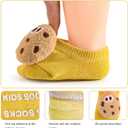 SAOROPEB 4-Pair Baby Girls Socks, Non-Slip Grips for Babies Toddler, Ankle Socks for Girls (0-12 Months, Cookie)