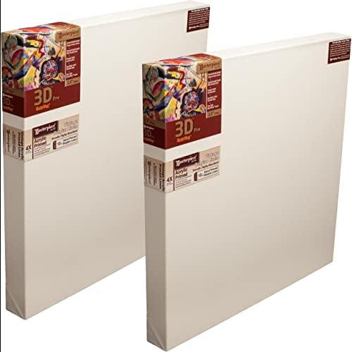 Masterpiece Z2DU-2028 3D Pro 2.5" Deep Vintage L22U Belgian Linen 12.0 oz Acrylic Primed Linen Stretched Canvas 20" x 28" White 2 Pack