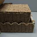 CubesLand Bathroom Basket Organizer, Toilet Tank Paper Storage Baskets 2-Pack, Scalloped Decorative Basket for Countertop w/Handle, Wicker Basket for Bathroom Decor, Home Decor, Living Room, Neutral