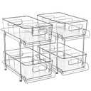 HIHEGD 2-Tier Bathroom Organizer with Dividers, Clear Under Sink and Pull-Out Cabinet Organizer for Kitchen and Pantry Storage