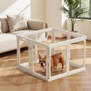 Transparent Acrylic Dog Playpen, 24"H Metal Dogs Enclosure, Easy-to-Install Pet Fence with Door, 8-Panel Puppy Playpen, Small Breeds & Puppies Kittens and Other Small Animals White Indoor Dog Play Pen
