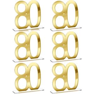 6 Pcs Mirror Gold 80th Birthday Decorations for Men and Women Acrylic Anniversary Decorations Table Numbers Centerpieces for Birthday Party