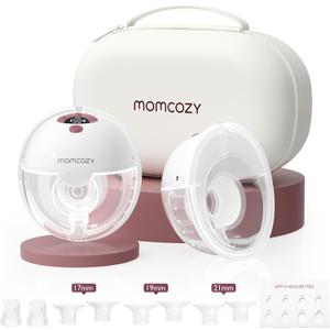 Momcozy M5 Hands-Free Wearable Breast Pump, Double-Sealed Flange for Baby-Like Comfort, 3 Modes & 9 Suction Levels, Portable Electric Pump  24mm, 2-Pack Cozy Red