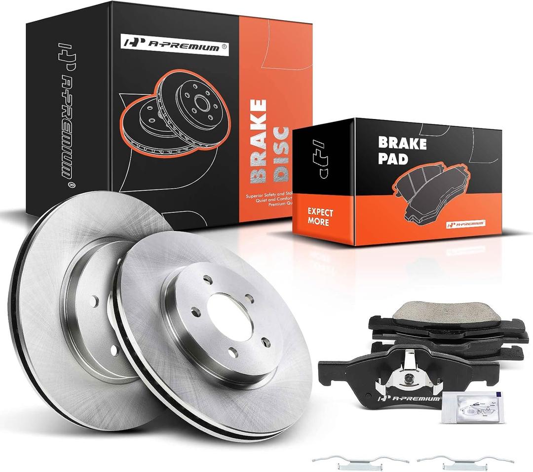 A-Premium 11.92 inch (302.8mm) Front Vented Disc Brake Rotors + Ceramic Pads kit Compatible with Select Ford, Mazda and Mercury Models - Escape 2005-2010/2012, Mariner 2005-2010, Tribute