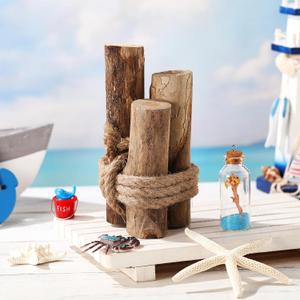 3 Pcs Driftwood Decor Rustic Table Sign Beach Driftwood Piling Farmhouse Coastal Nautical Centerpieces Tables Coastal Decor for Summer Christmas Kitchen Bedroom Dining Room Decoration House