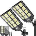 loyoele 9000W Solar Street Lights Outdoor 240000 Lumens Solar Flood Light with Remote Control & Motion Sensor, Waterproof IP66 Dusk to Dawn Solar Power Lights for Garden,Yard, Path, Parking Lot 2-Pack (Black)