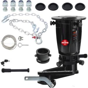 Patented 6" Offset Heavy Duty Cast Steel Fifth Wheel to Gooseneck Adapter, 17-23" Adjustable Height, for Short Bed Trucks Towing Fifth Wheel Camper, 30000 lbs GTW, Includes Safety Chain