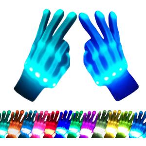 COLEDRE Kids Toys 12 Colors LED Gloves Cool Toys Gifts for Age 5-7 8-12 Years Old Boys Girls Stocking Stuffers Kids Teens Christmas Halloween Costumes Light Up Gloves Party Favors (1 Pair M)