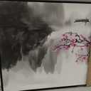 Large Purple Wall Art Decor for Living Room Bedroom Framed Black and White Landscape Full Moon Purple Flower Painting Canvas Picture Plum Blossom Artwork for Home Office 29x58IN