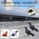 Solar Panel Guard, 10in X 100ft PVC Coated Critter Guard Roll Kit for Solar Panel Wire Screen, Black Pigeon Barrier Netting with 120 Fastener Clips, Cutting Scissor, Gloves