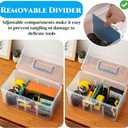 2 Pack Plastic Dividing Storage Box, 2 Layer Multipurpose Craft Organizer and Storage Box with Removable Tray Handle, Portable Art Supply Container for Bead, Tool, Sewing