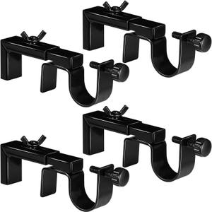 4 Pack Adjustable Curtain Rod Bracket Attachment for Outside Mounted Blinds,Fit for 1.3 - 2 inches Wide Track,No Drill Curtain Rod Holder for Externally Mounted Blinds Drapery Rods (Black)
