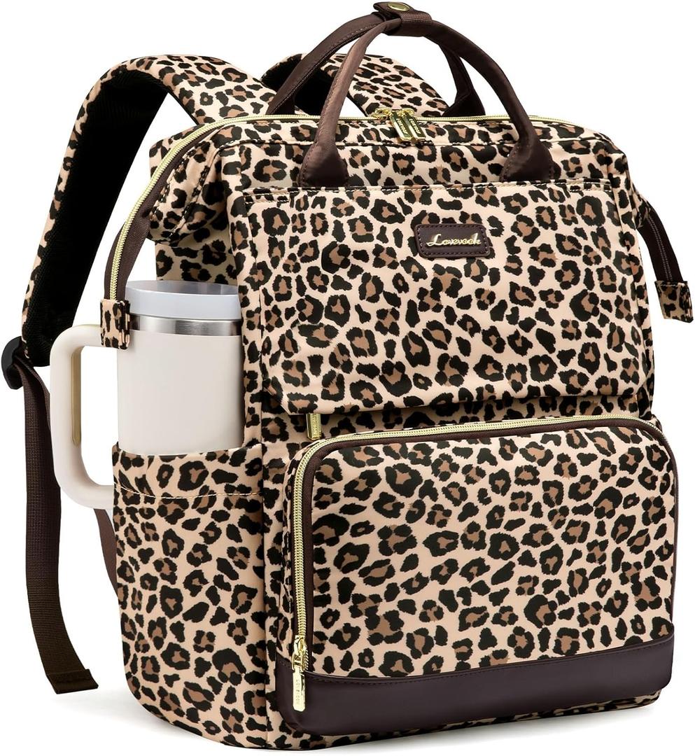 LOVEVOOK Laptop Backpack for Women with Giant Tumbler Holder Pocket, 15.6 inch Travel Work Bag Purse for Nurse Teacher, Waterproof Casual Daypack Bookbag for College Business