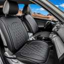 LINGVIDO Car Seat Covers Full Set (5 Seats) - Premium Perforated Nappa Leather, Waterproof Shield, Omni-Adapt Fit SUVs Sedans, Ultimate Family & Pet Protection (Black & Gray Line)