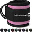 Gymreapers Ankle Straps (Pair) For Cable Machine Kickbacks, Glute Workouts, Lower Body Exercises - Adjustable Leg Straps with Neoprene Padding (Single, Pink)