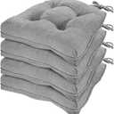 HARBOREST Chair Cushions for Dining Chairs Set of 4 - Chenille Tufted Kitchen Chair Cushions with Ties and Non-Slip Bottom, Foam Chair Pads for Dining Chairs, 17" x 17", Light Grey