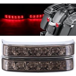 2PCS LED Saddlebag Motorcycle Tail Lights with Brake Light Running Turn Signal Lights Compatible With 2014-2020 Harley Touring Street Road Glide Electra Ultra Classic Ultra Limited CVO (Chrome-Smoke)