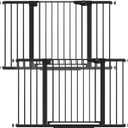 Cumbor 2 Pack 29.7-51.5" Baby Gate Extra Wide, Easy Wall Thru Dog Gate For The House Auto Close Safety Pet Gates For Stairs, Black