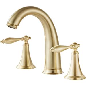 Bathroom Basin Brass Faucet, Brush Gold Widespread, Luxury Mixer Hot and Cold Shower Room Sink