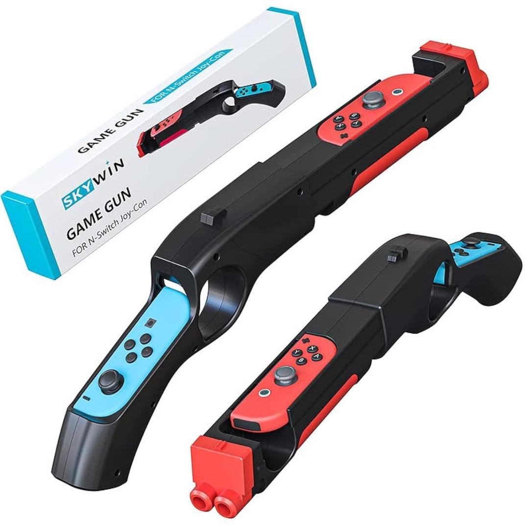 Skywin Gun Controller for N-Switch JoyCons - Compatible with Nintendo Switch Gun Shooting Games, Fun Gaming Accessory & Gift for Nintendo Lovers, Christmas, Easter, or Birthday Present [NOT Compatible with Switch 2] (Black)