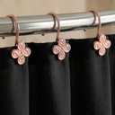Rose Gold Shower Curtain Hooks: 12 Pcs Pink Rust Proof Metal Shower Curtain Rings for Bathroom - Glam Flower Clover Shaped Decorative Shower Curtain Hooks Hangers for Shower Rod