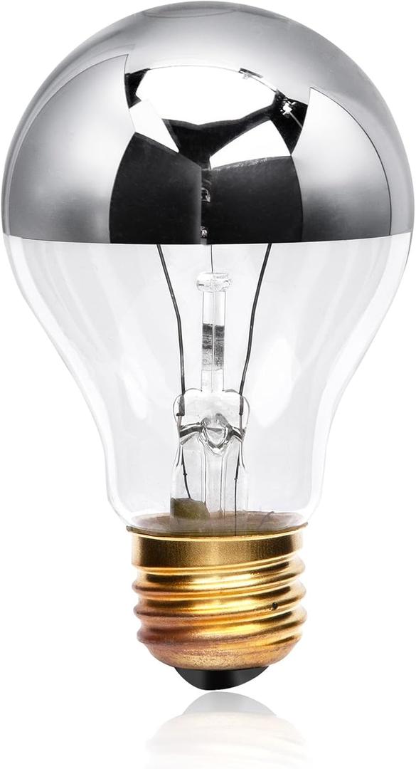 60A 19HM 60 Watt Incandescent Half Chrome A19, Medium Base 2700K Warm White | Perfect for open fixtures, pendants, restaurant and retail lighting