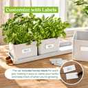 volila Herb Planter Indoor - Set of 3 Warmstone Indoor Herb Garden Pots for Plants with Leather Handled Tray - Window Sill Plant Shelf - Herb Pots with Drainage Holes and Labels
