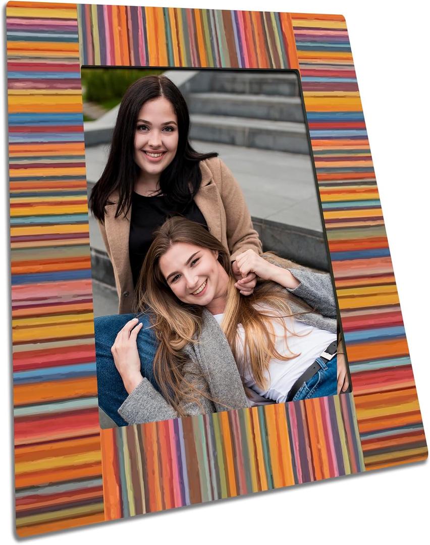 Retro Colorful Wooden Picture Frame For 5"X7" Photo - Ethnic Style Frame Tabletop Display, Gifts For Friends & Families, Farmhouse Home & Office Decorations(Vertical)-A04 Retro Colorful Wooden Picture Frame For 5"X7" Photo - Ethnic Style Frame Tabletop Display, Gifts For Friends & Families, Farmhouse Home & Office Decorations(Vertical)-A04