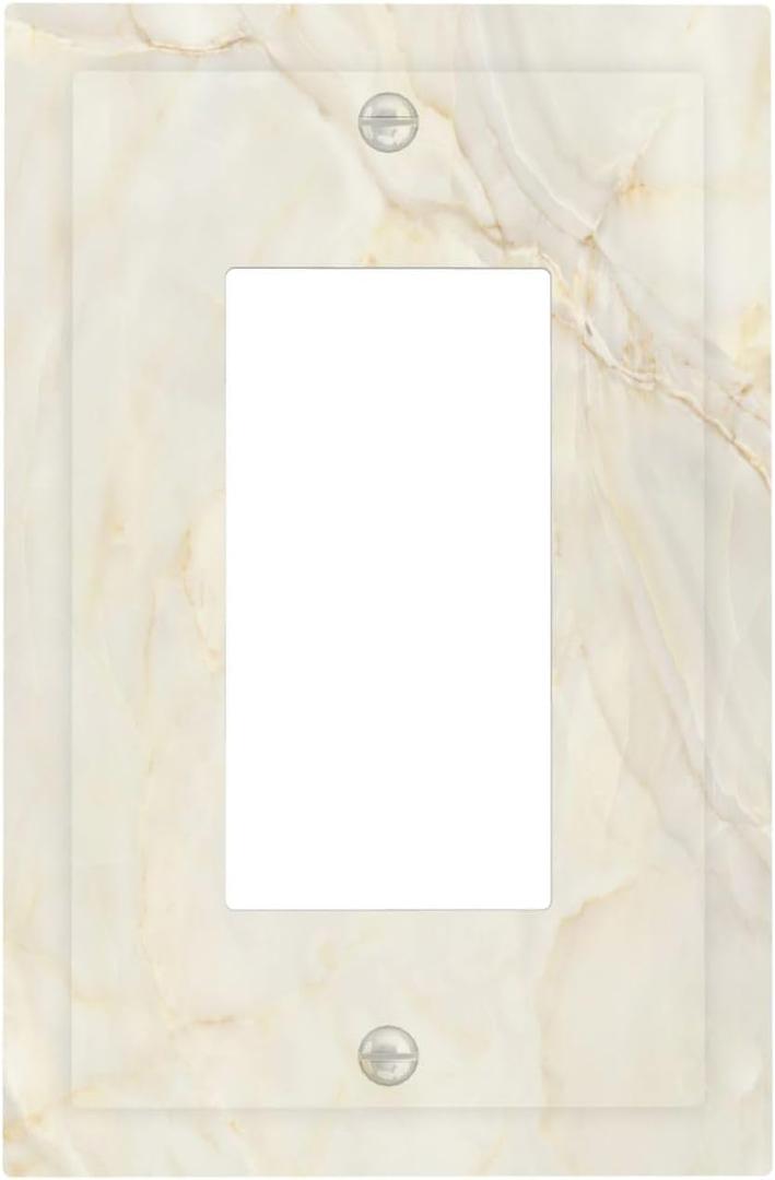 Beige Gold Marble Abstraction Morden Art Decorative Light Switch Cover Plates 1 Gang Single Rocker Wall Plate Cover Electrical Device Faceplate Bedroom Kitchen