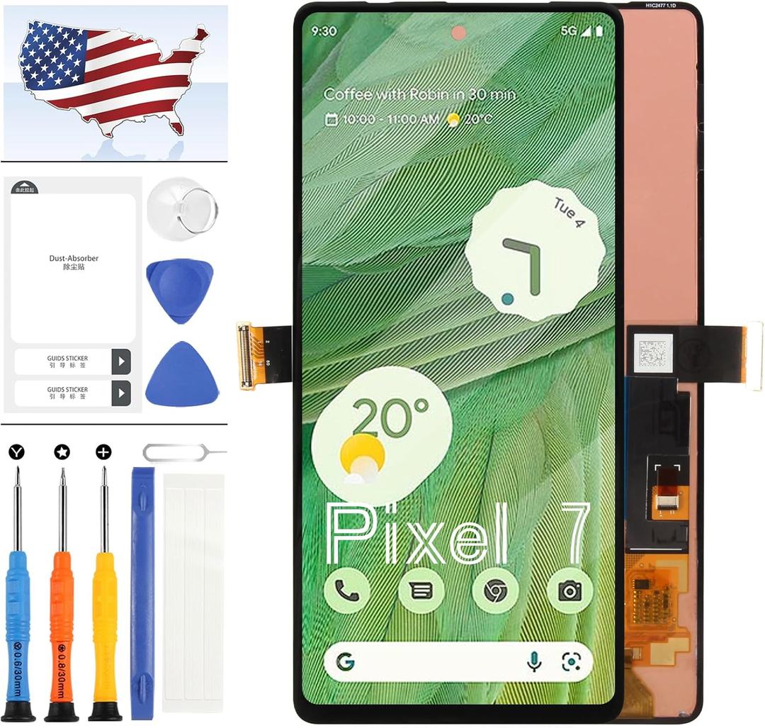 TFT Screen Replaaacment for Google Pixel 7 Display for Google Pixel 7 GVU6C GQML3 6.3" LCD Screen Display Digitizer Assembly Repair Kit (No Fingerprint Support)