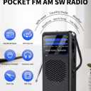 FM AM SW Back Clip Pocket Radio, Battery Operated Mini Radios, Portable Shortwave Transistor Radio with Emergency LED Flashlight & Headphone Jack for Elder/Kids (r88)
