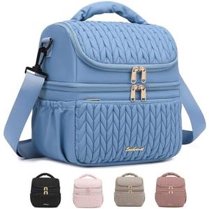 Leadvenst Breastmilk Cooler Bag - Large Capacity 12L & 10-Hour Insulated Bottle Cooler Bag with Detachable Divider for Tall Baby Bottles | Dual Deck Lunch Box for Women | Breast Pump Bags for Work