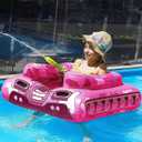 Inflatable Tank Pool Floats Kids - Jasonwell Toddler Pool Floaties Swimming Pool Tank with Water Cannon Gun Swim Floaty Rafts Lake Beach Party Pool Toys for Boys Girls Toddlers Kids (Rose)