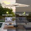 9ft Solar Umbrella Outdoor - Lighted Patio Umbrella with 40 LED Lights Waterprool Uv Protection, Table Umbrella with Tilt & Crank for Pool, Porch, Garden, Deck, Backyard(Beige)