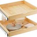 Menkxi 2 Set Wooden Pull out Cabinet Organizer Fully Assembled Slide out Pantry Drawer with Gentle Close Storage Shelf Tray for Base Kitchen Under Sink Bathroom Accessory(Wood Color,24'' X 21'' X 3'')
