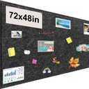 Large Bulletin Board, Foldable 72x48 Inches Cork Board Alternative, Large Felt Board Decorative Pin Board for Wall, Foldable Photo Board Self-Adhesive Vision Board with 36 Pushpins Dark Gray