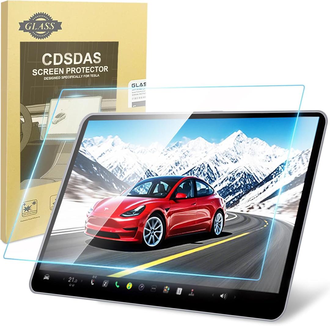 2 x Tempered Glass Screen Protector Tesla Model Y/3 Screen Protector Accessories 2024 2025 15" Matte 9H Tempered Glass, Anti-Glare, Easy Install Fits Y (2025-2020) & 3 (2023-2017)