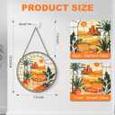 3 x Stained Glass Window Hanging,20cm/7.87inch Desert Sunset Suncatcher with Chain Garden Diamond Glass Panel Hangings Decoration for Windows Home Decor Gifts for Family Friends Colleagues