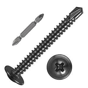 Wensilon (150Pcs)#8×1-1/2” for Sheet Metal Self-Tapping Screws 410 Black Stainless Steel Truss Head High-Strength Quick Tapping