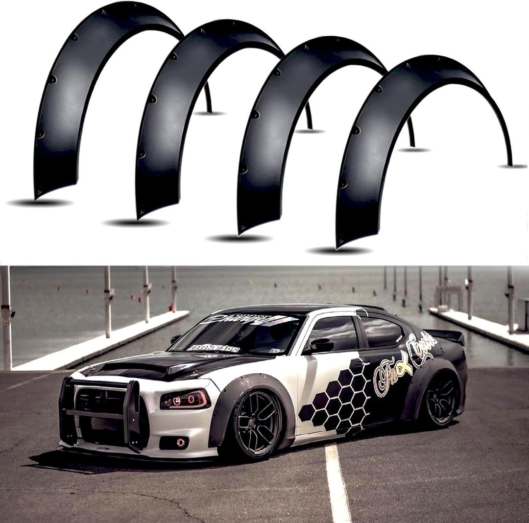 JMTBNO 4pcs 80mm Universal Fender Flares, Widebody Kit Flexible Fender Flare Wheel Flares Compatible with Dodge Charger Challenger Honda Civic Ford Escape JDM Mazda MX5 Miata